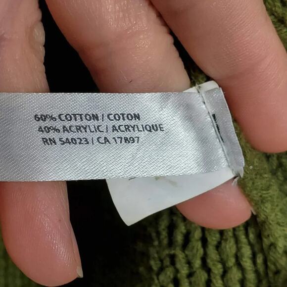 Old Navy Cable Knit Sweater Olive Green Wrap Neckline Women Size M - Picture 5 of 7